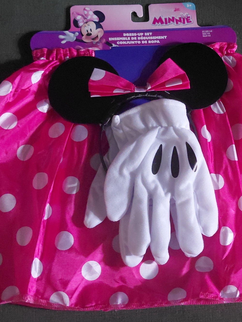 Disney Minnie Mouse Pink & White Polka Dot Costume Set with Black Ear Headband